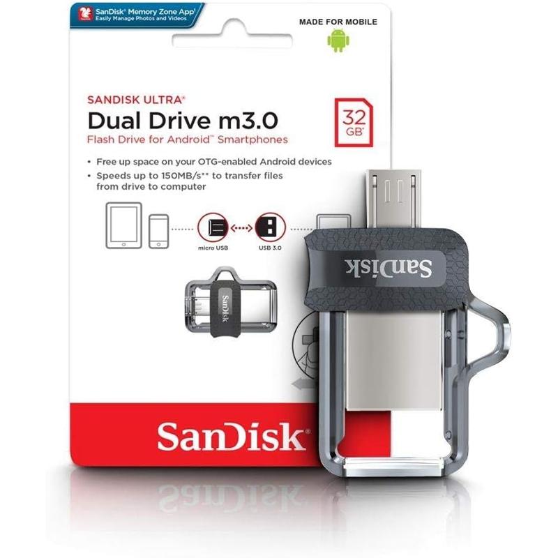 SanDisk Ultra Dual Drive M3.0 for Android Devices and Computers - Microusb, USB 3.0 - SDDD3-G46