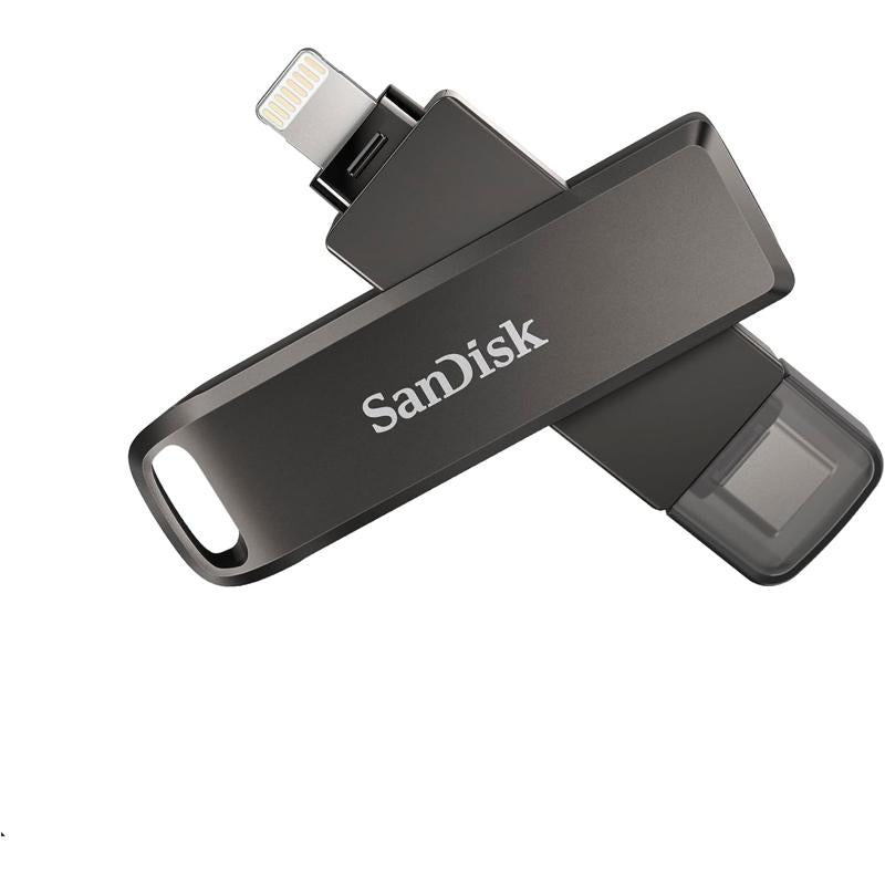 SanDisk iXpand Flash Drive Luxe - The 2-in-1 USB for iPhone, iPad, and Computer - Thumb Drive with Lightning and USB Type-C Connectors - SDIX70N-GN6NN