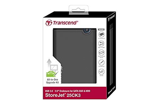 Transcend StoreJet 25CK3 2.5" Storage Enclosure for SATA SSD/HDD USB 3.0 (TS0GSJ25CK3), Grey