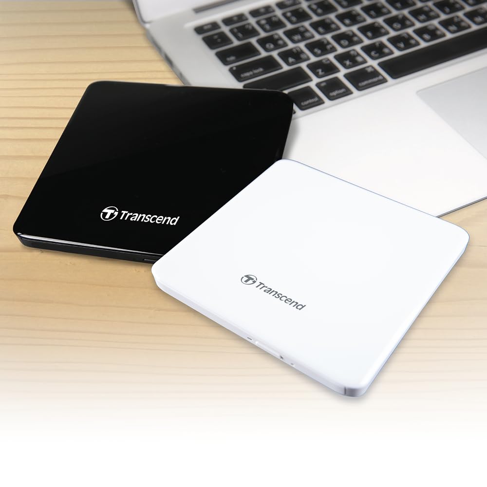 Transcend Information 8X Extra Slim Portable DVD Writer Optical Drive, TS8XDVDS-K (Black)