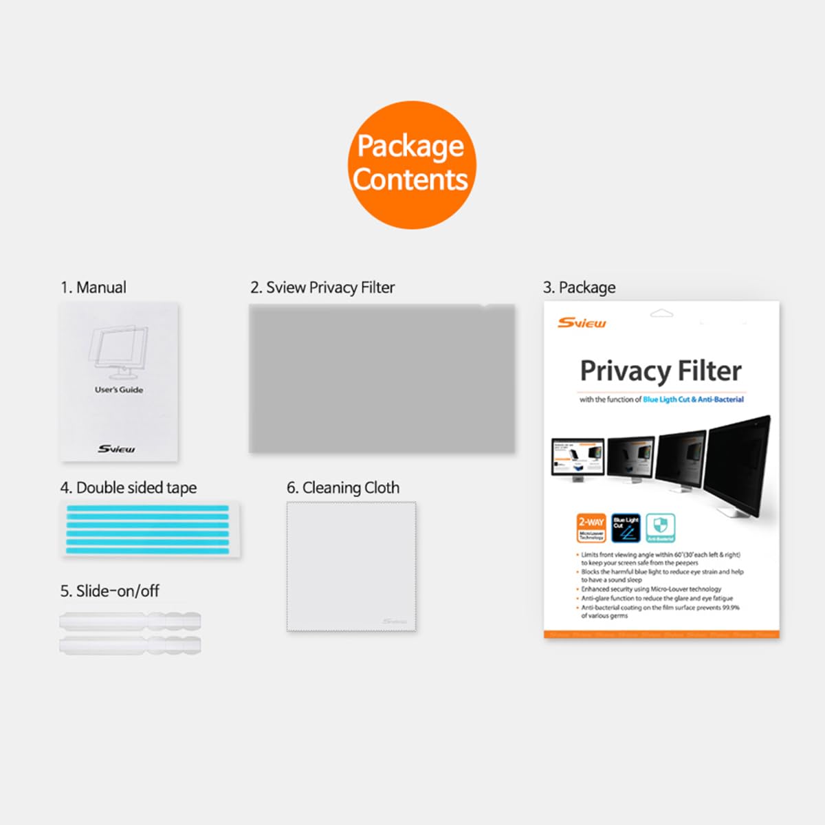Sview Computer Privacy Screen Filter Anti-UV, Anti-Blue Light, Anti-Glare Privacy Filter for Widescreen Laptop and Monitor (SPFAG2)