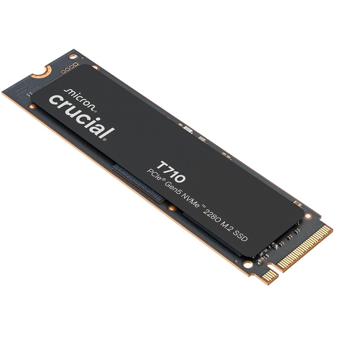 Crucial T705 PCIe Gen5 NVMe 2TB SSD, Up to 14,500MB/s, TLC NAND, Intel & Ryzen Compatible, for Hardcore Gaming & High-Speed Storage, Solid State Drive, Includes 1Mo Adobe CC – CT2000T705SSD3