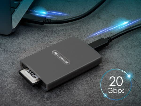 Transcend CFexpress Card Reader, Type B, USB 3.2 Gen 2x2, 20 Gbps, Aluminum housing, for Photography and Cinematic Experts, Include Type A and Type C Cables - TS-RDE2