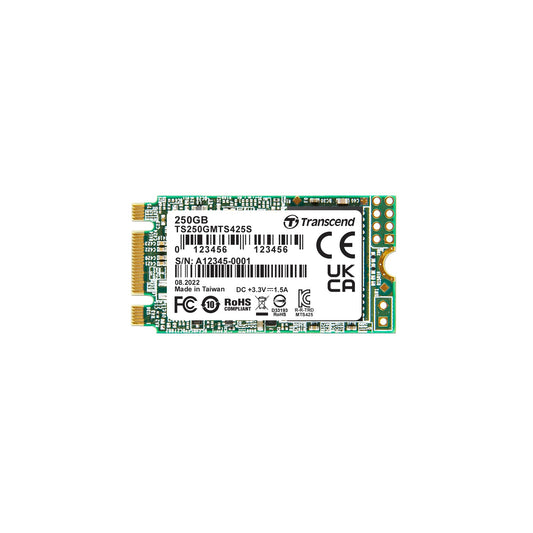 Transcend M.2 2242 SATA III SSD, Up to 500MB/s, Compatible with Ultrabook, Laptop, PC, Desktop, 3D TLC NAND Flash Internal Solid State Drive, LDPC Error Correction, SLC Cache, B+M Key (TS-MTS425S)