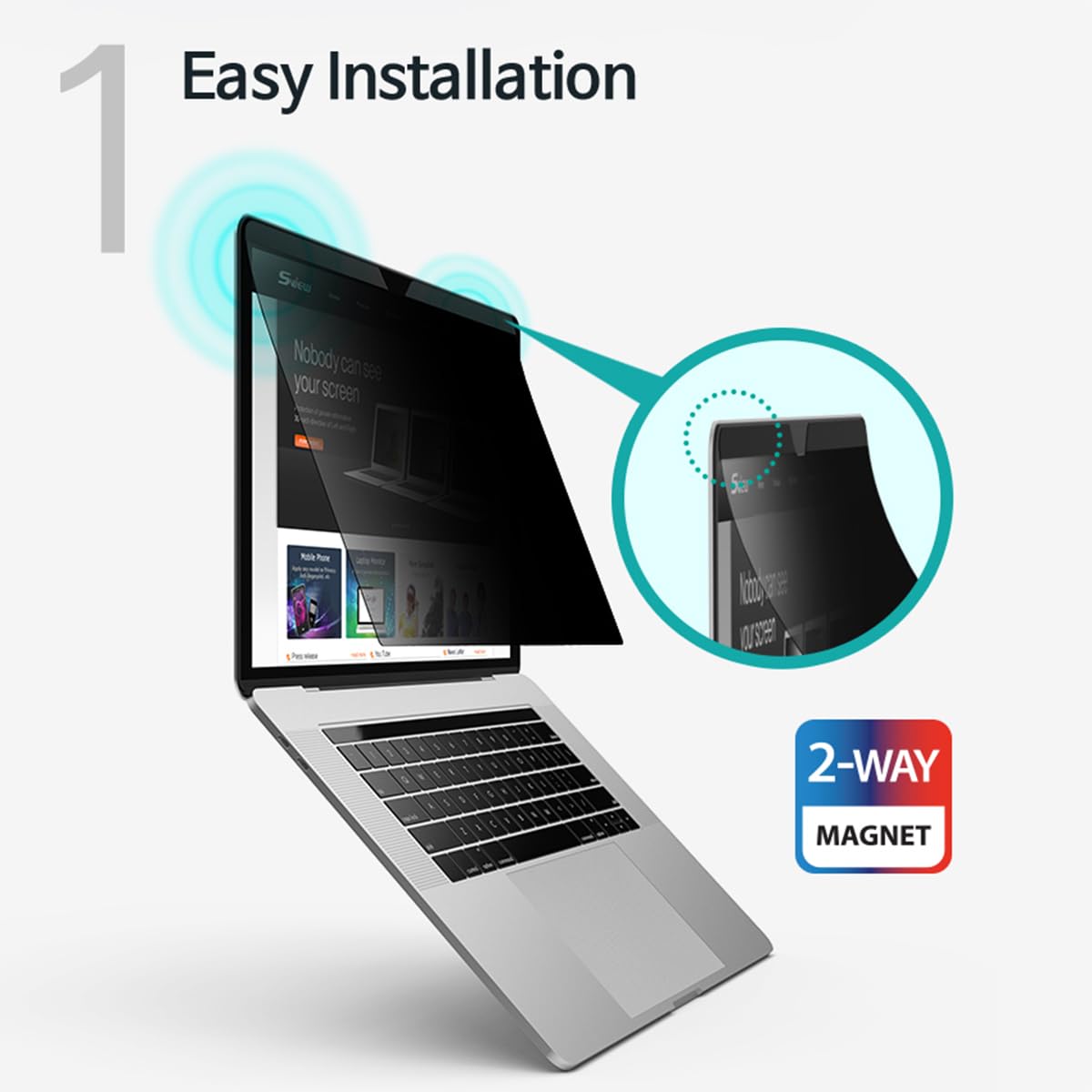 Sview Magnetic Privacy Screen Filter For Macbook Pro 14 inch, Privacy Screen Protector, Anti-Blue Light, Anti-Glare Screen Filter, Compatible with Macbook Pro 13 14 16 inch (M1/M2/M3)