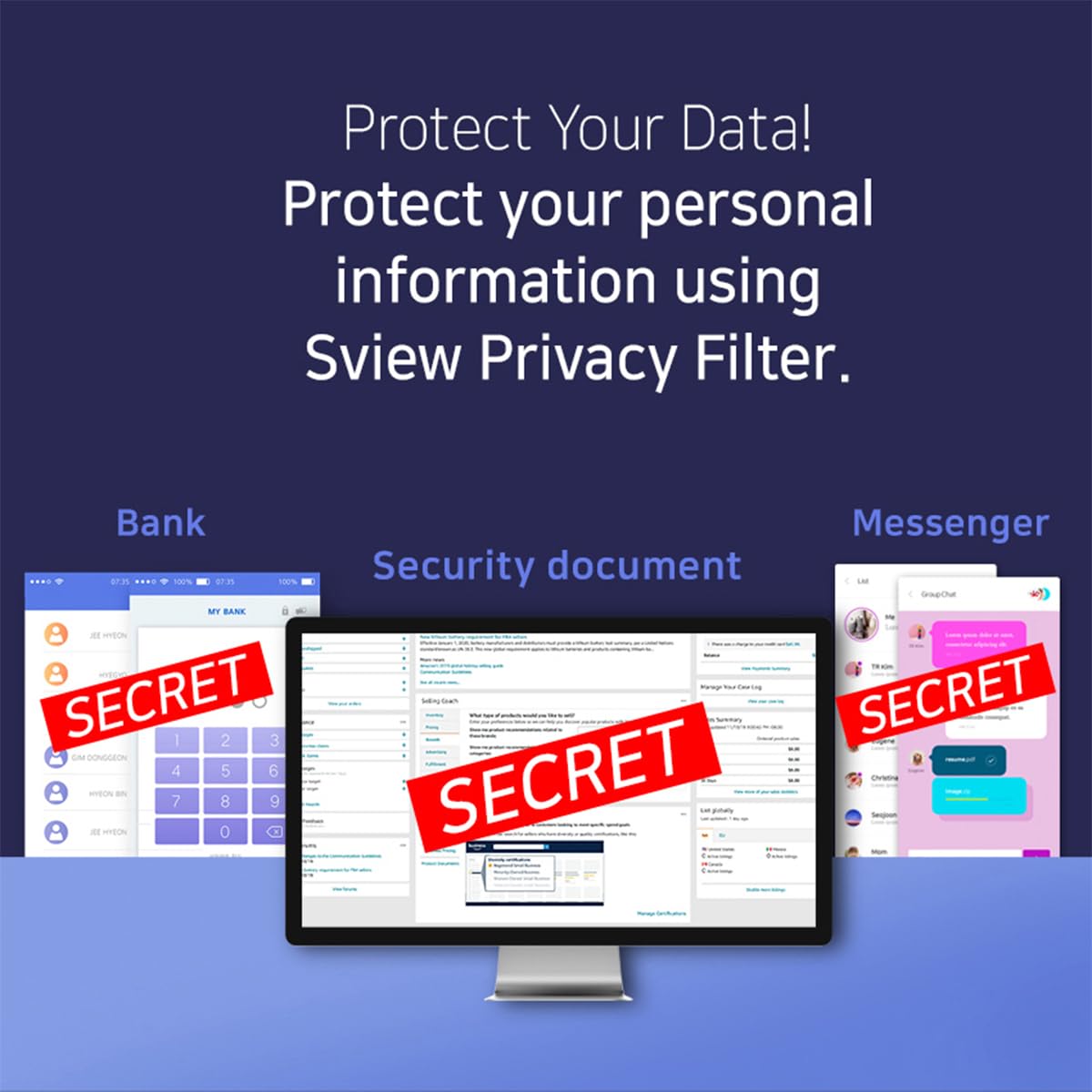 Sview Computer Privacy Screen Filter Anti-UV, Anti-Blue Light, Anti-Glare Privacy Filter for Widescreen Laptop and Monitor (SPFAG2)