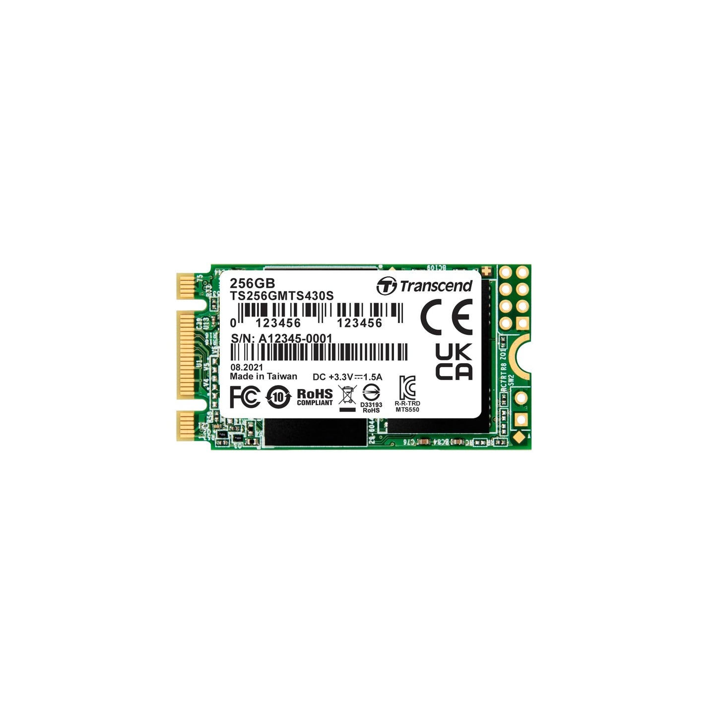 Transcend M.2 2242 SATA III SSD with Dram Cache, Up to 560MB/s, Compatible w/ Ultrabook, Laptop, PC, Desktop, 3D TLC NAND Flash Internal Solid State Drive, LDPC Error Correction, SLC Cache, B+M Key (TS-MTS430S)