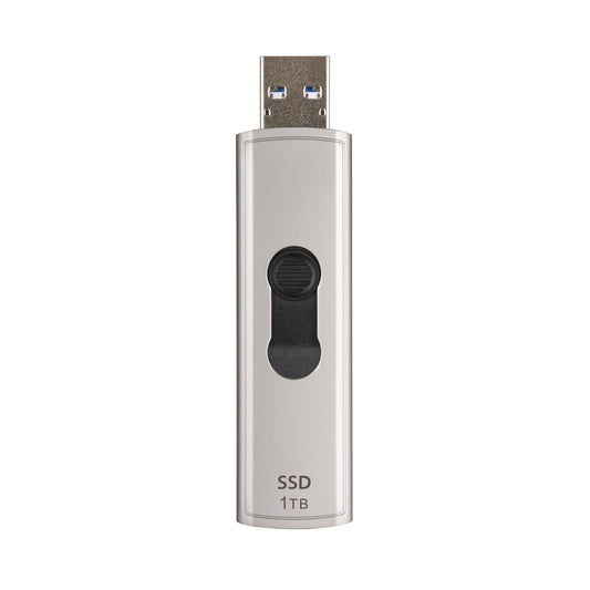 Transcend ESD320A, External Solild State Drive, Portable SSD, Compatible w/iPhone 4K ProRes, Retractable Connector, Miniature Portable SSD, Up to 1050 MB/s,Type A (TS-ESD320A / ESD320C)