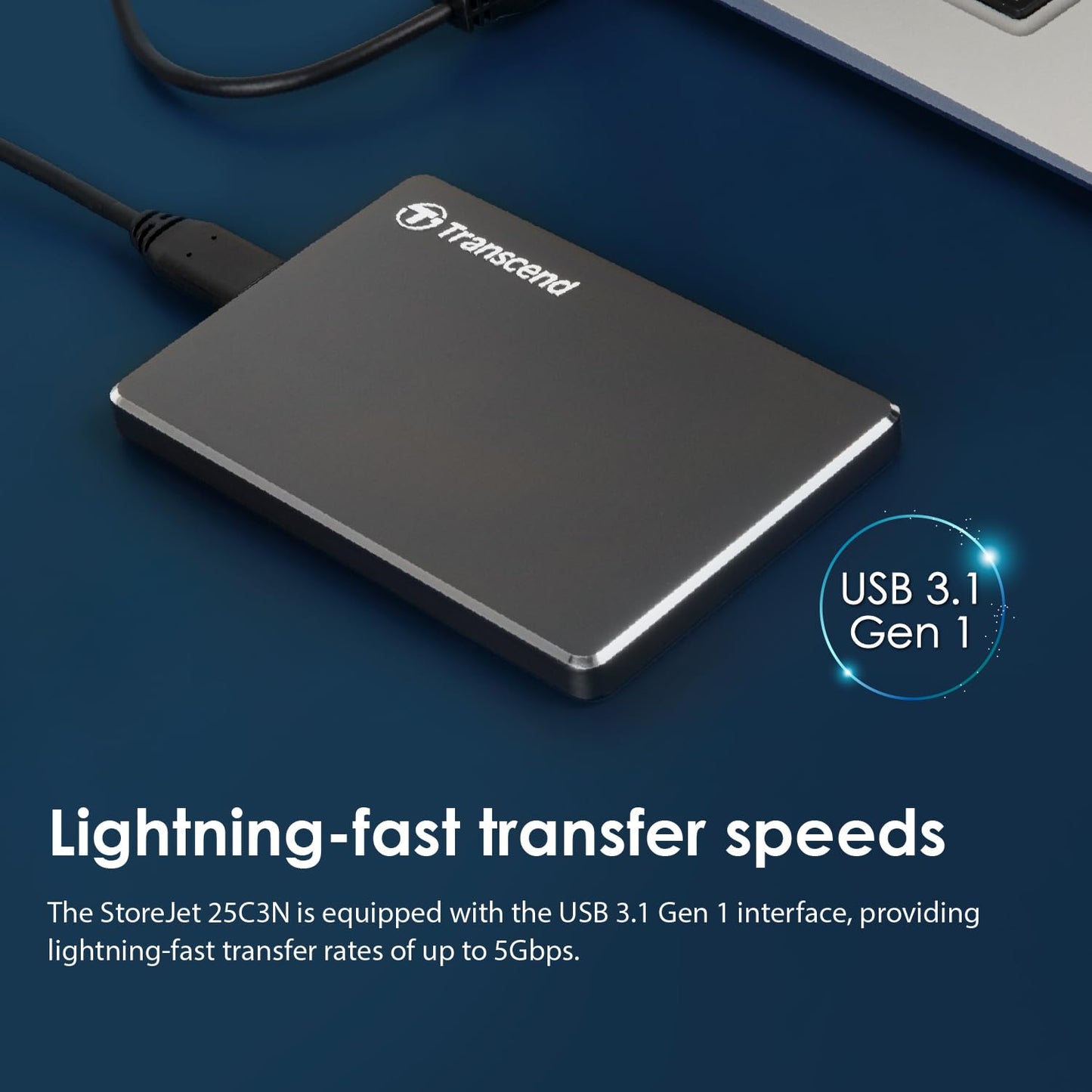 TRANSCEND StoreJet C3 Luxury Slim USB 3.0 External Hard Drive (TS-SJ25C3N)