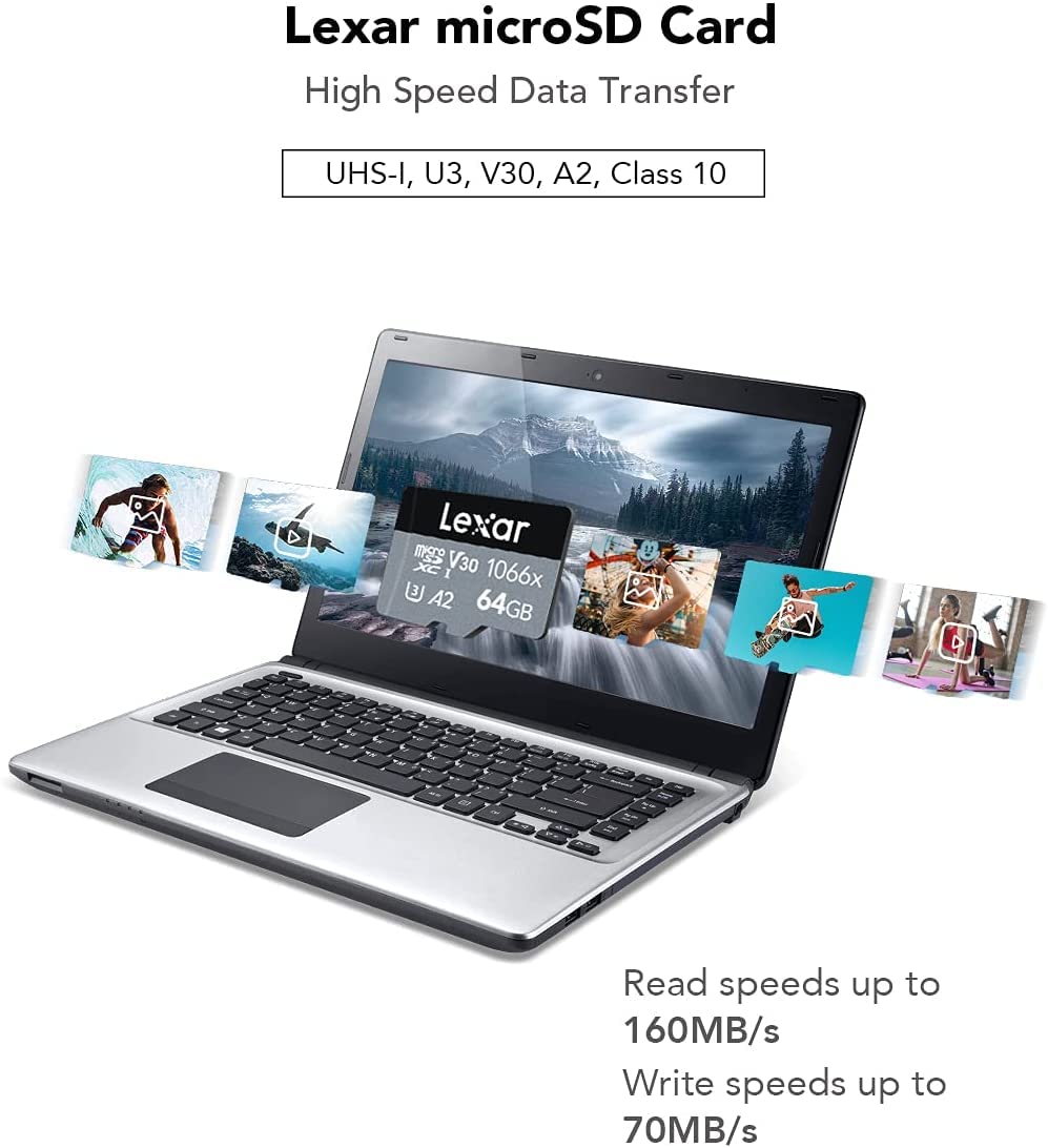 Lexar Professional 1066x microSDXC UHS-I Card w/SD Adapter Silver Series, Up to 160MB/s Read (LMS1066-BNANG)