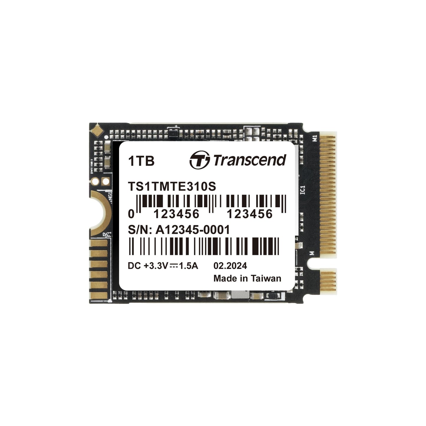 Transcend M.2 2230 PCIe Gen4x4 SSD, SLC Cache, Up to 3,300MB/s, for Steam Deck, ROG Ally, Microsoft Surface, Single-Sided, 3D TLC, M Key - (TS-MTE310S)