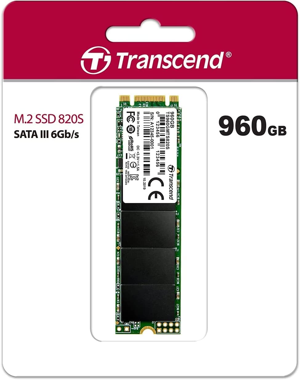 Transcend M.2 2280 SSD, SATA3, TLC (TS-MTS820S)