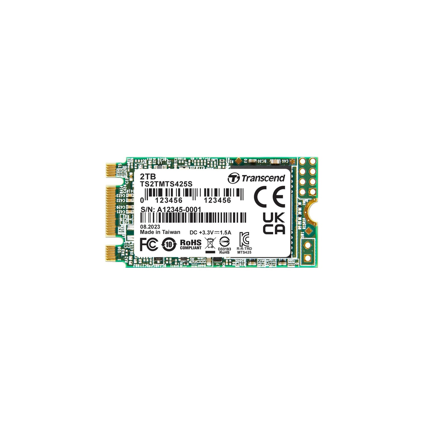 Transcend M.2 2242 SATA III SSD, Up to 500MB/s, Compatible with Ultrabook, Laptop, PC, Desktop, 3D TLC NAND Flash Internal Solid State Drive, LDPC Error Correction, SLC Cache, B+M Key (TS-MTS425S)