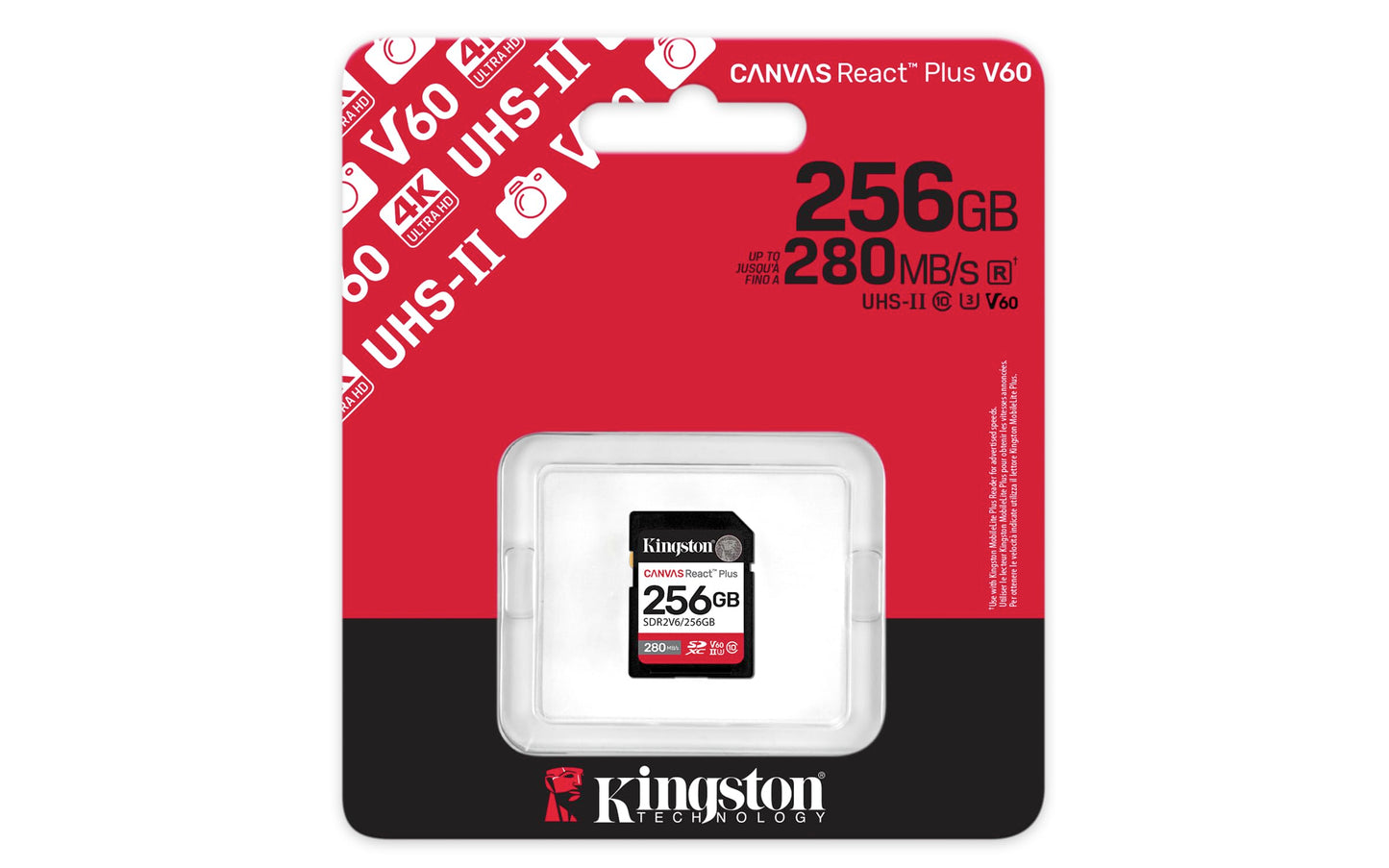 Kingston Canvas React Plus SD Card Up to 280MB/s High Performance Photography Class 10 UHS-II U3 V60 (SDR2V6)