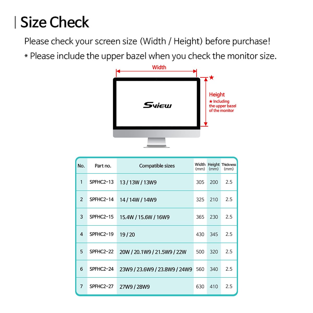 Sview Computer Privacy Screen Filter - Panel Type for Widescreen Computer Monitors Hanging Type Privacy Screen Blue Light Blocking Screen Protector Panel Anti-UV Eye Protection (SPFHC2)