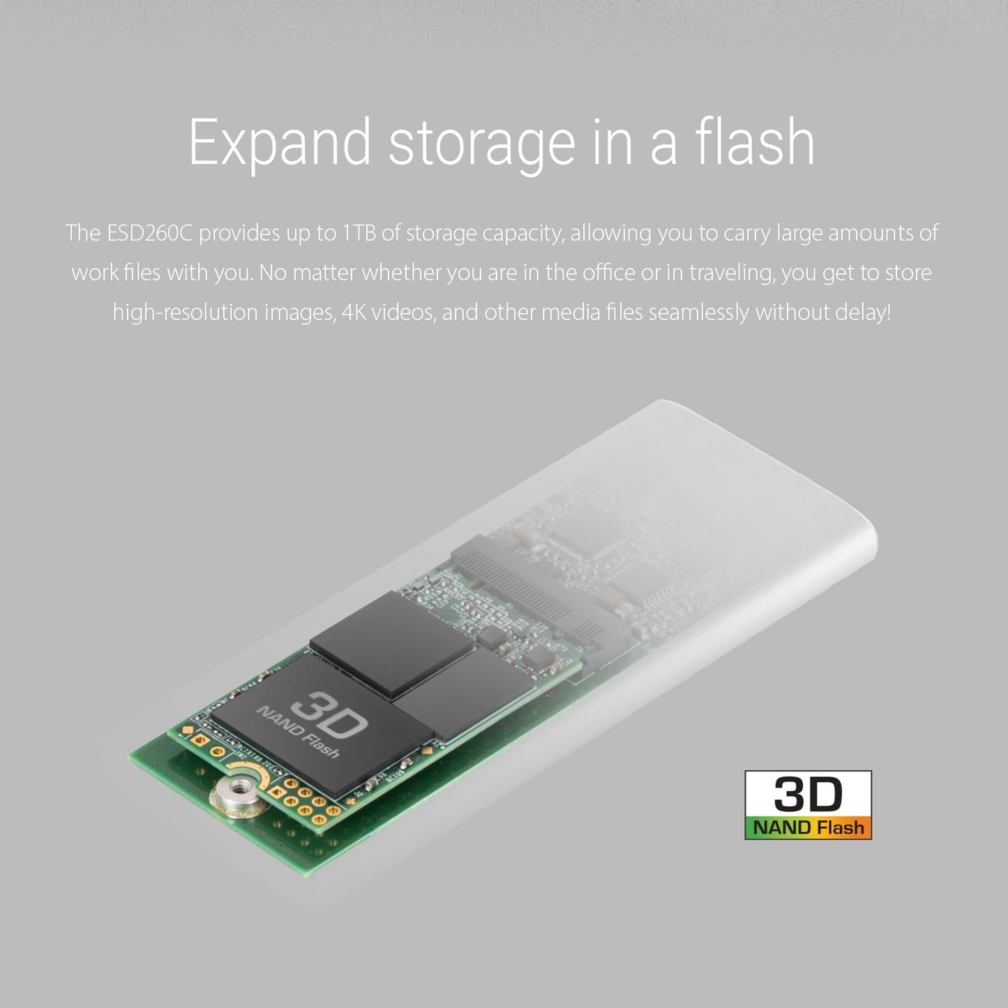 Transcend ESD260C USB 3.2 Gen 2 Type-C Portable Solid-State Drive Silver (TS-ESD260C)