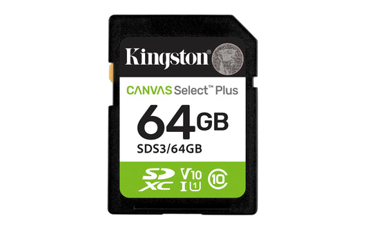 Kingston Canvas Select Plus SD Card Up to 100MB/s Class 10, UHS-I, U1, V10 (SDS3)