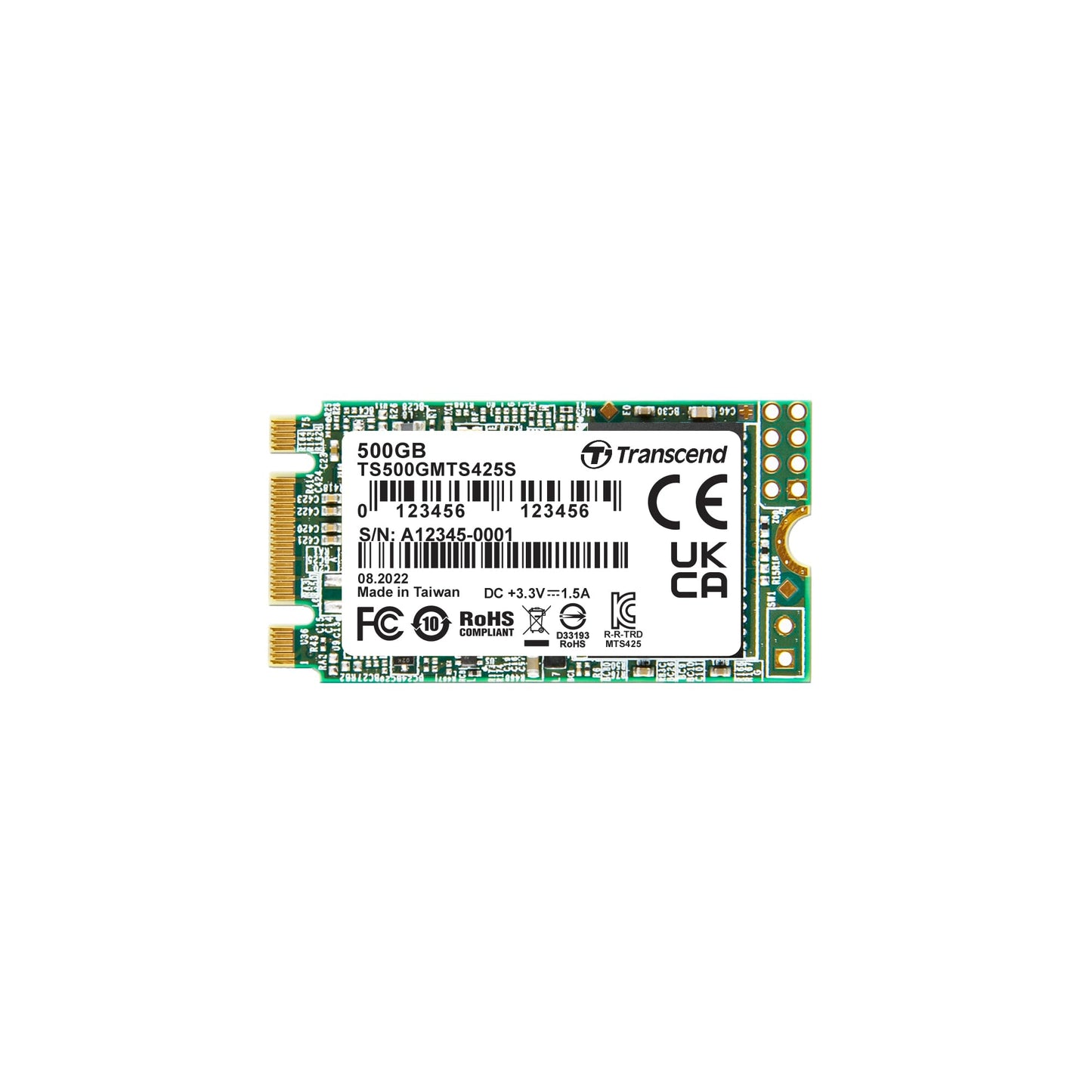 Transcend M.2 2242 SATA III SSD, Up to 500MB/s, Compatible with Ultrabook, Laptop, PC, Desktop, 3D TLC NAND Flash Internal Solid State Drive, LDPC Error Correction, SLC Cache, B+M Key (TS-MTS425S)