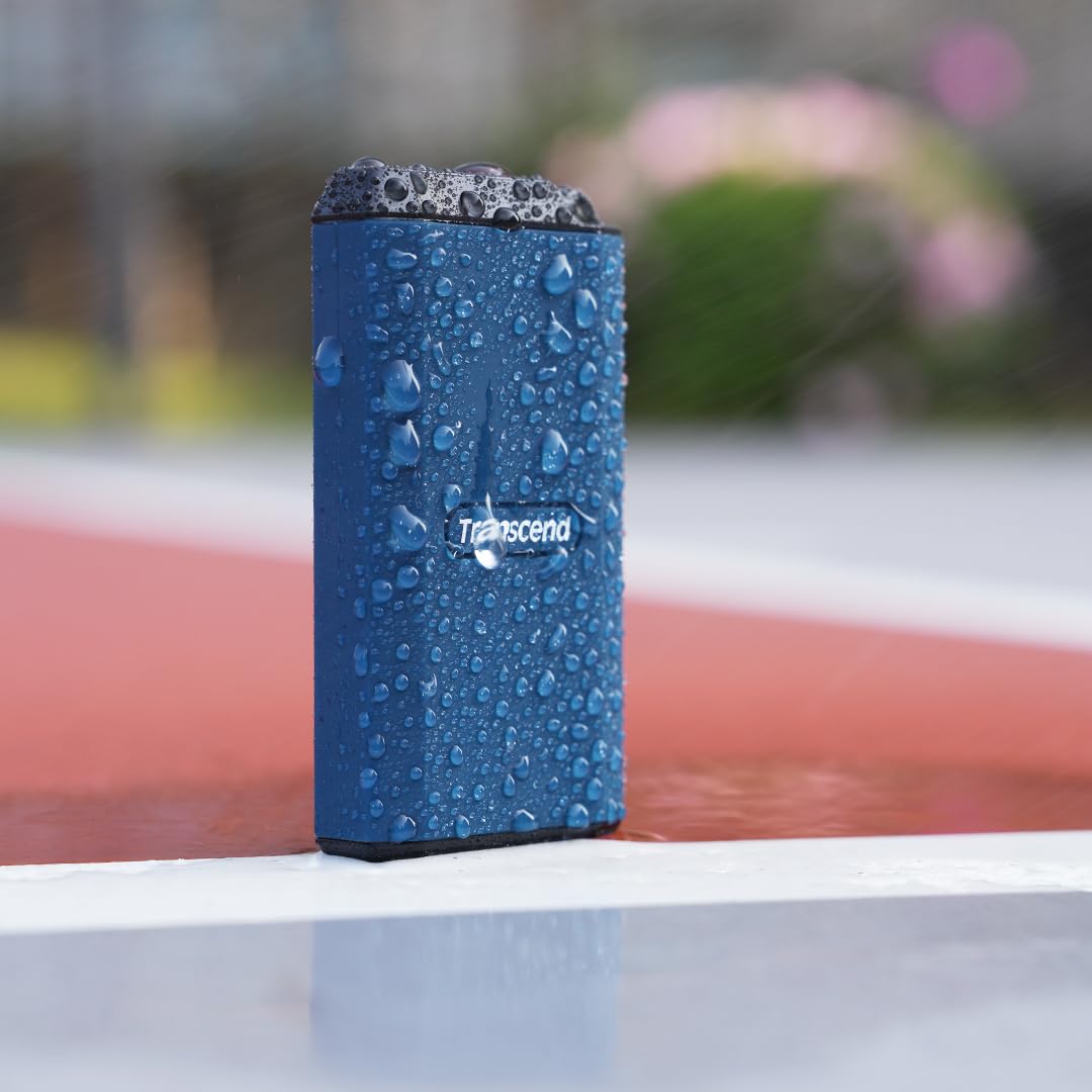 Transcend External SSD, Up to 2000MB/s, Supports Apple 4K 60fps ProRes, USB Hard Drive for iPhone15, 16, iPad, Mac, Tablets, PS5, Windows, Android, IPX5 Water-Resistant USB 3.2 Gen2 (20Gbps) Portable SSD (TS-ESD410C)