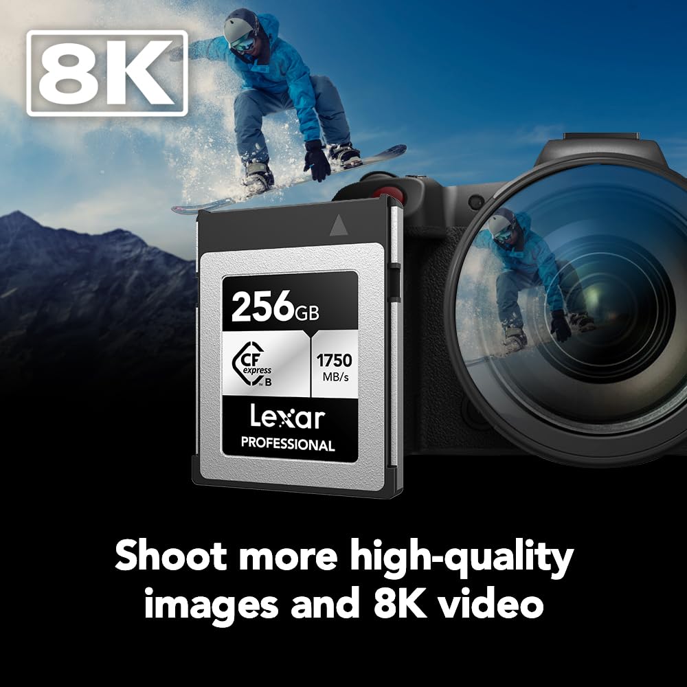 Lexar Professional CFexpress Type B Silver Series Memory Card, for Photographers, Videographers, Up to 1750/1300 MB/s, 8K Video (LCXEXSL-RNENG)