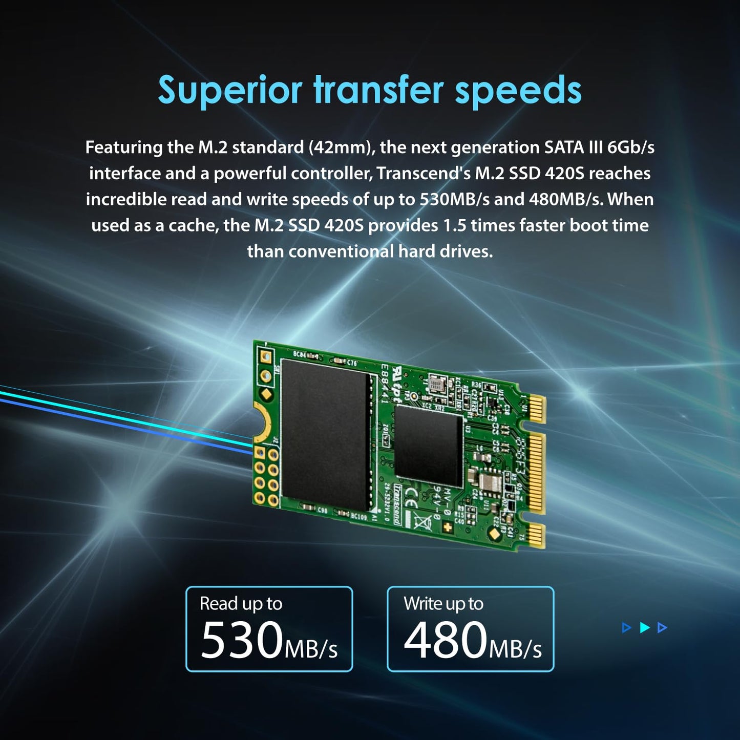 Transcend 3D TLC NAND with SSD M. 2 2242 Sata III (TS-MTS420S)