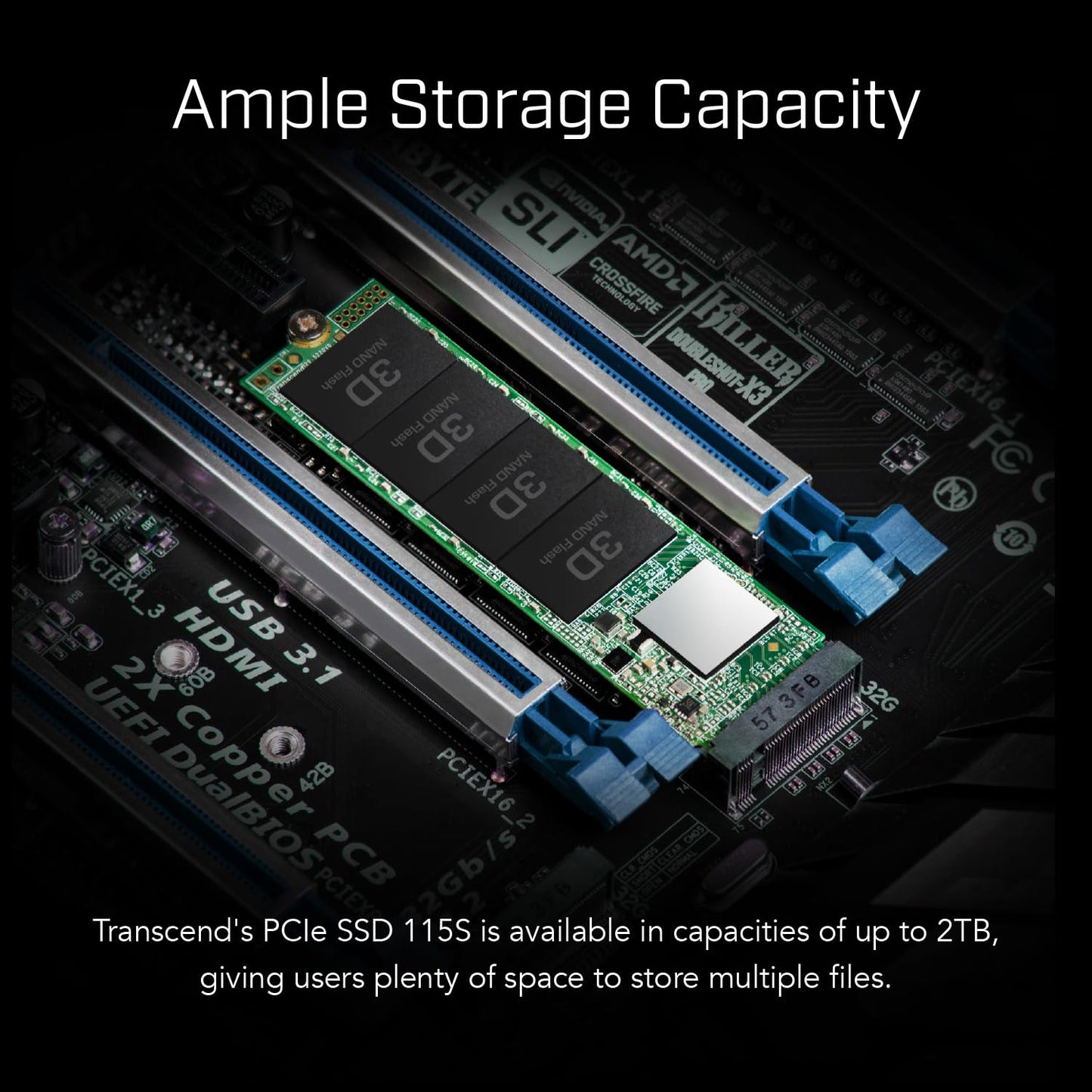 Transcend M.2 2280 SSD, Up to 3,200 MB/s, Compatible w/Ultrabook Laptop PC Desktop, PCIe NVMe Gen3x4 SSD, 3D TLC NAND Flash Internal Solid State Drive, LDPC Error Correction ECC, SLC Cache (TS-MTE115S)