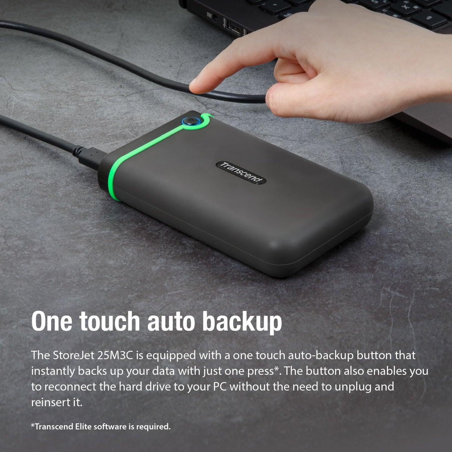 Transcend Rugged External Hard Drive, for PS4, PC, Mac, Desktop, Laptop, Xbox One, Xbox 360, USB3.1Gen1 (5Gbps) Type-C Portable HDD, One Touch Auto-Backup Button, Anti-Shock Resistant (TS-SJ25M3)