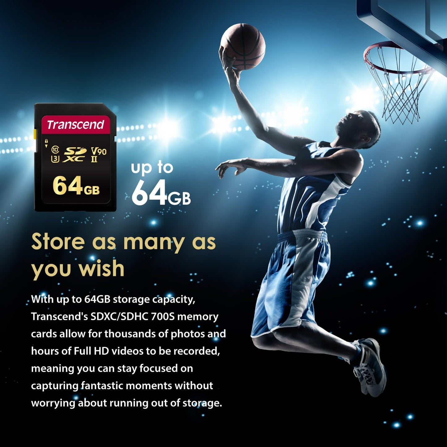 Transcend UHS-II U3 V90 SDXC Memory Card, Up to 285MB/s, 8K Ultra HD for Canon Nikon Sony Pentax Kodak Olympus Panasonic DSLR Professional Photographers Mirrorless Cameras Advanced Video Cameras (TS-SDC700S)
