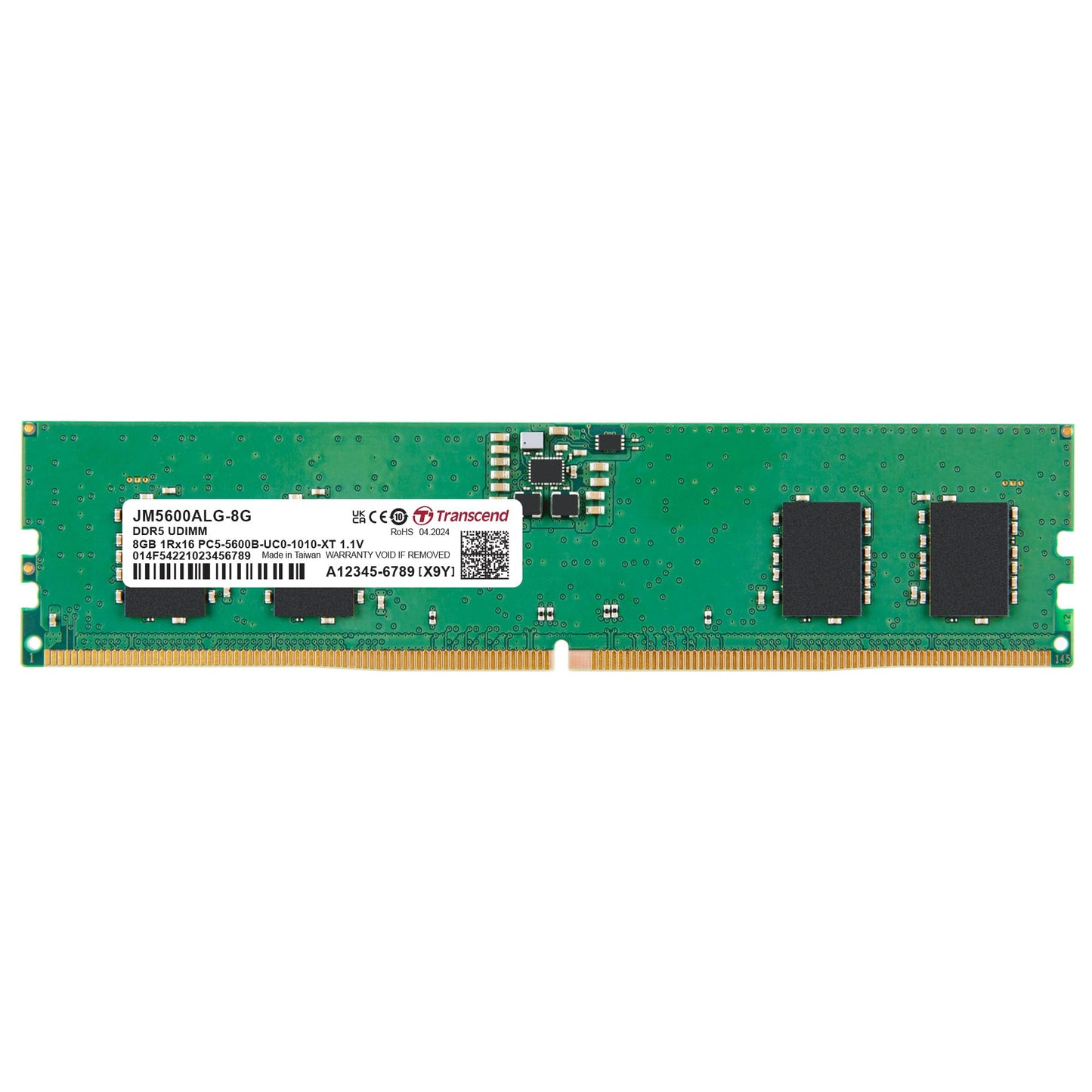 Transcend 8GB DDR5 5600 U-DIMM 1Rx16 1.1V, RAM, Desktop Memory Module - JM5600ALG-8G