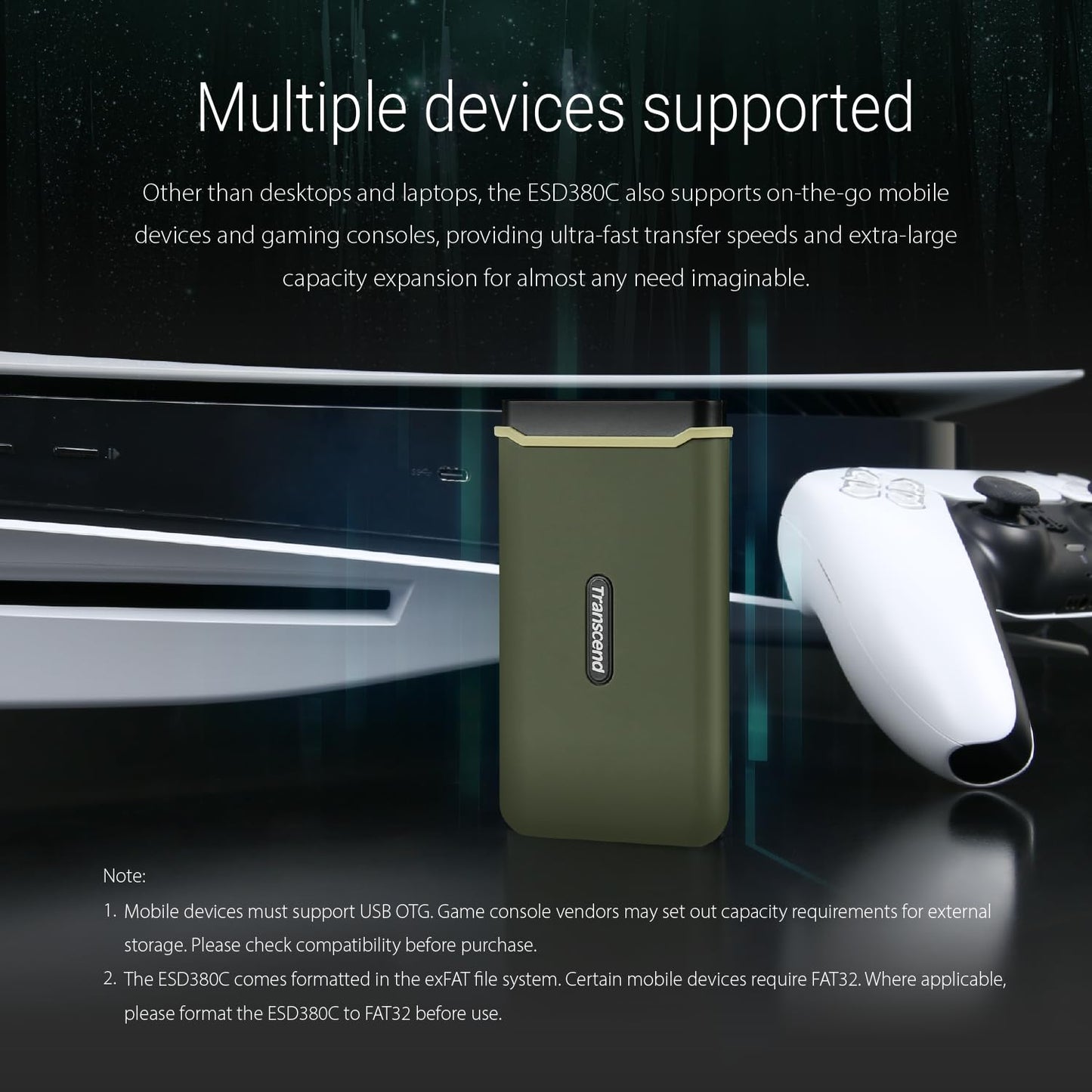Transcend ESD380C External SSD Portable, USB3.2 Gen2x2, Type-C (TS-ESD380C)