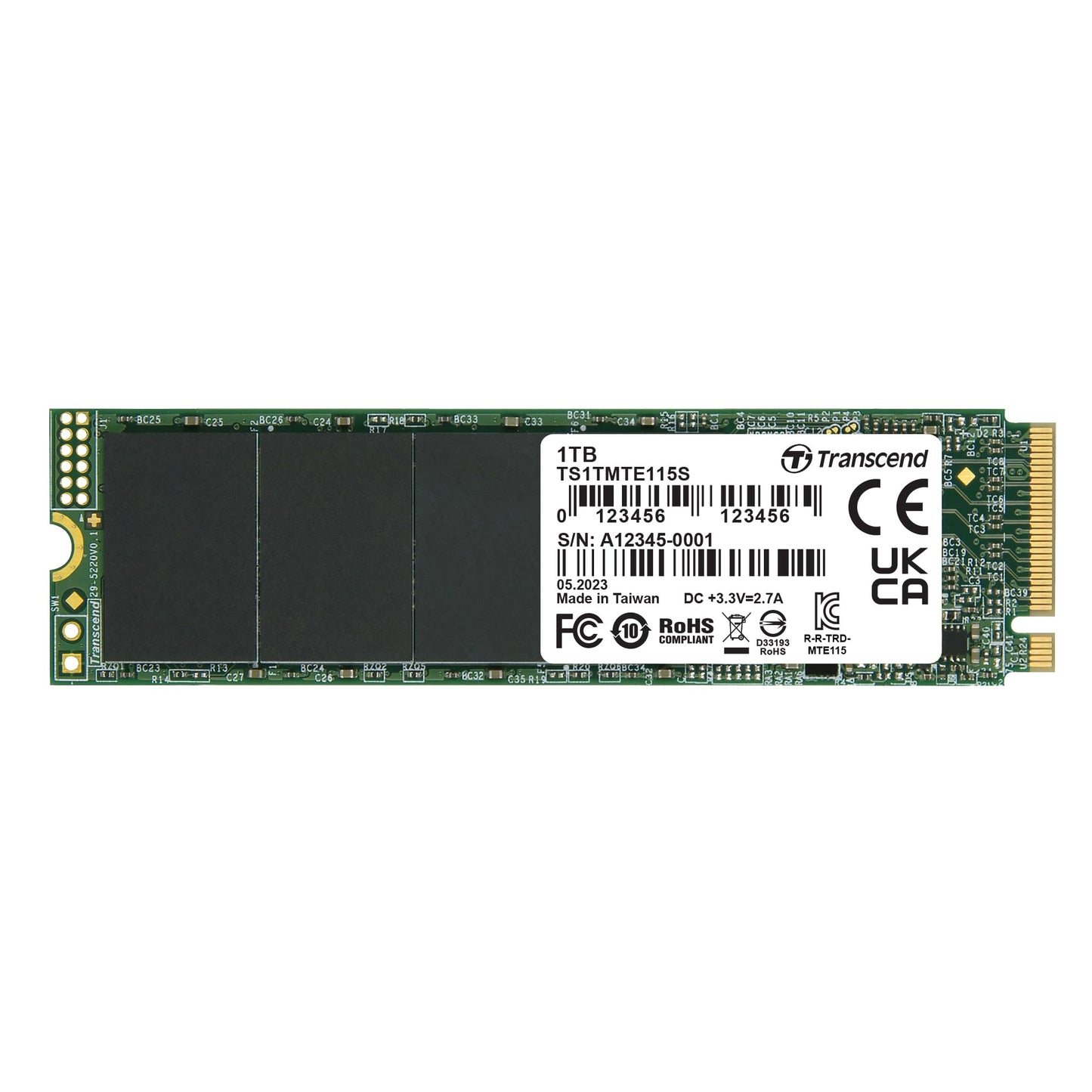Transcend M.2 2280 SSD, Up to 3,200 MB/s, Compatible w/Ultrabook Laptop PC Desktop, PCIe NVMe Gen3x4 SSD, 3D TLC NAND Flash Internal Solid State Drive, LDPC Error Correction ECC, SLC Cache (TS-MTE115S)