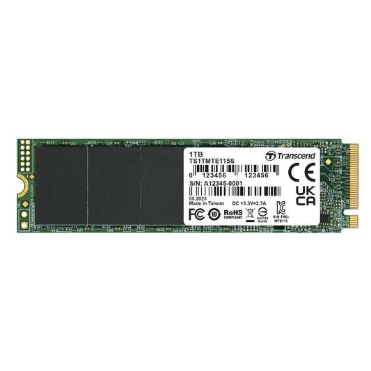 Transcend M.2 2280 SSD, Up to 3,200 MB/s, Compatible w/Ultrabook Laptop PC Desktop, PCIe NVMe Gen3x4 SSD, 3D TLC NAND Flash Internal Solid State Drive, LDPC Error Correction ECC, SLC Cache (TS-MTE115S)
