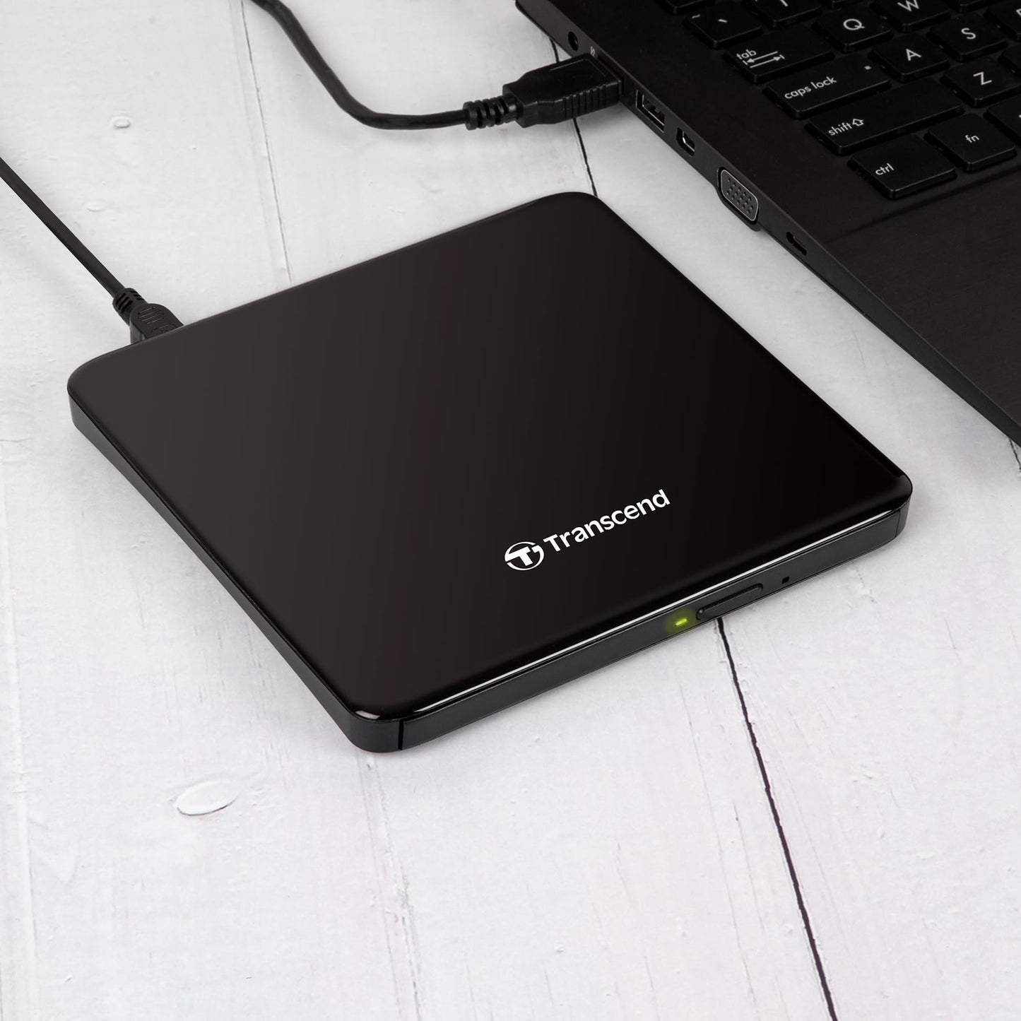 Transcend Information 8X Extra Slim Portable DVD Writer Optical Drive, TS8XDVDS-K (Black)