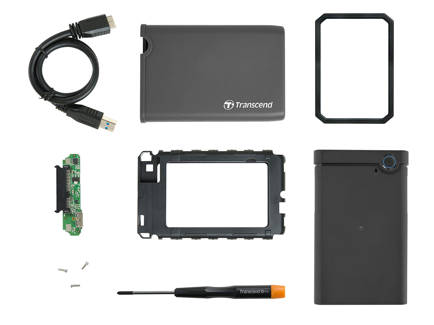 Transcend StoreJet 25CK3 2.5" Storage Enclosure for SATA SSD/HDD USB 3.0 (TS0GSJ25CK3), Grey