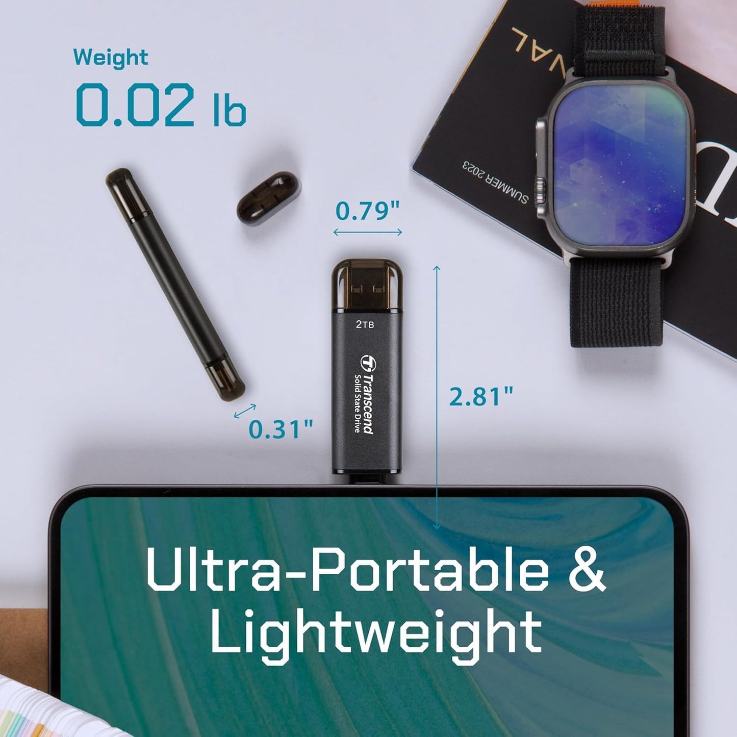 Transcend ESD310 External SSD, Up to 1,050MB/s, Dual USB Flash Drive for iPhone/iPad/Mac/Windows, Android/Tablet/PC, USB 3.2 Gen 2 Thumb Drive Photo Stick, 2-in-1 Type C &Type A Memory Stick (TS-ESD310)