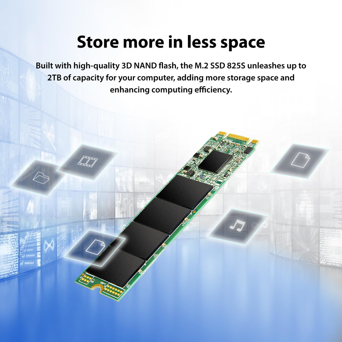Transcend M.2 2280 SATA III SSD, Up to 530MB/s, Compatible with Ultrabook Laptop PC Desktop, 3D TLC NAND Flash Internal Solid State Drive, LDPC Error Correction ECC, B+M Key SLC Cache (TS-MTS825S)