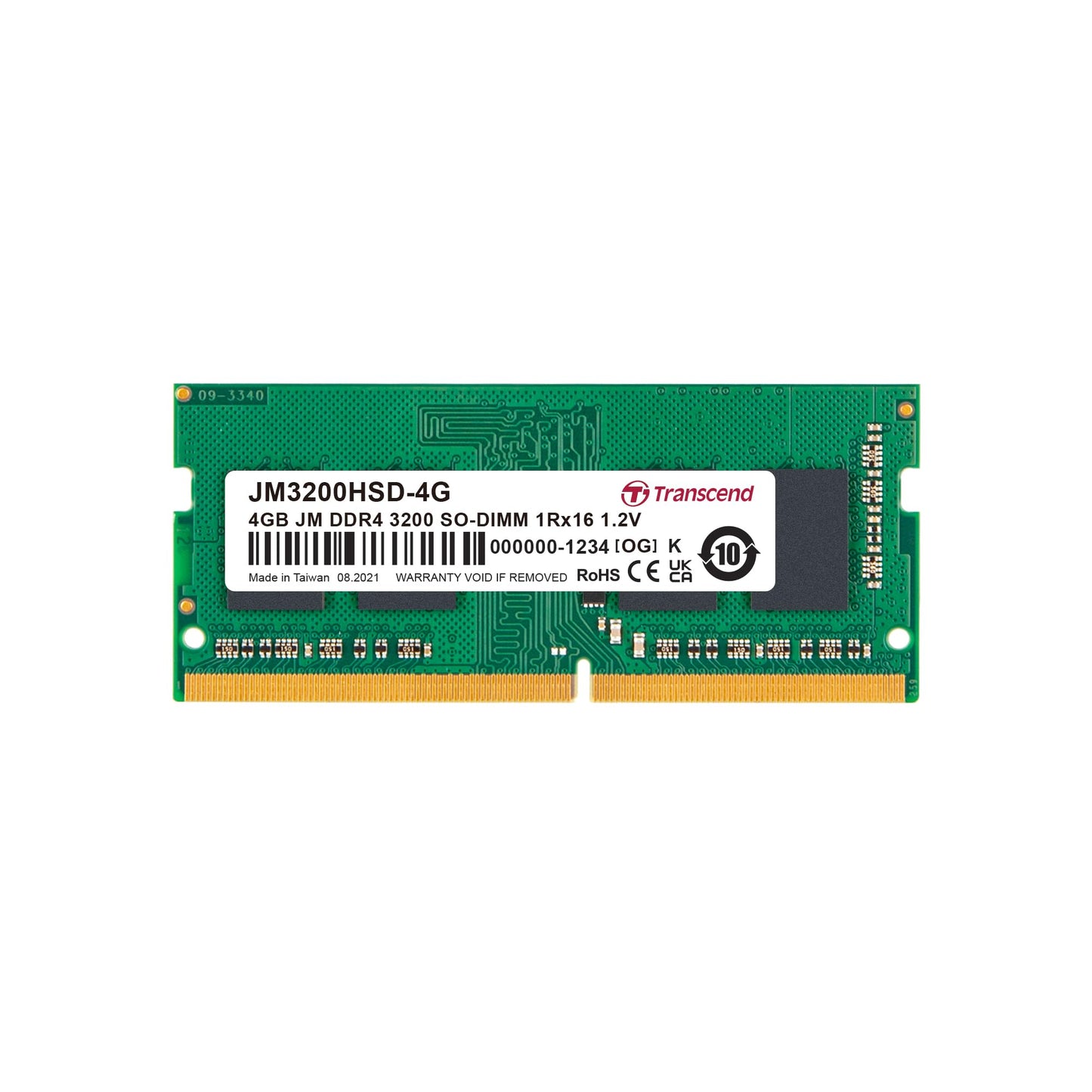 Transcend 4GB JM DDR4 3200 SO-DIMM 1Rx16 512Mx16 CL22 1.2V