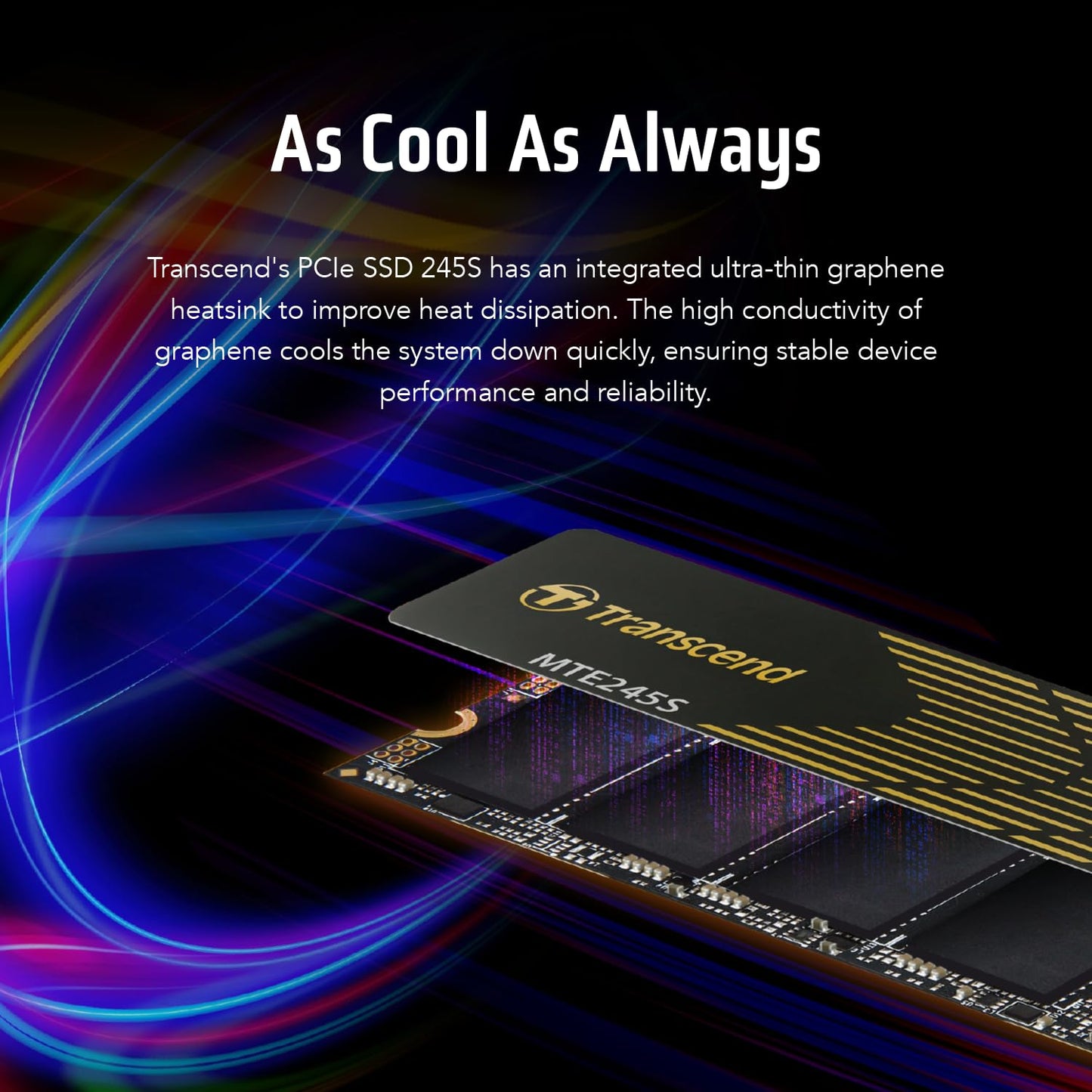 Transcend M.2 2280 PCIe Gen4x4 SSD, with Graphene Heatsink, Singel Sided, 3D TLC, MVMe Internal Gaming SSD, Up to 3,200/1,400 MB/s - (TS-MTE245S)