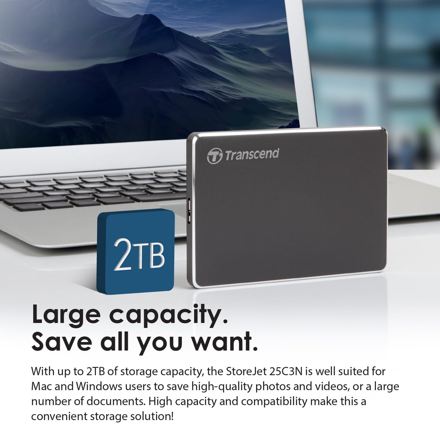 TRANSCEND StoreJet C3 Luxury Slim USB 3.0 External Hard Drive (TS-SJ25C3N)