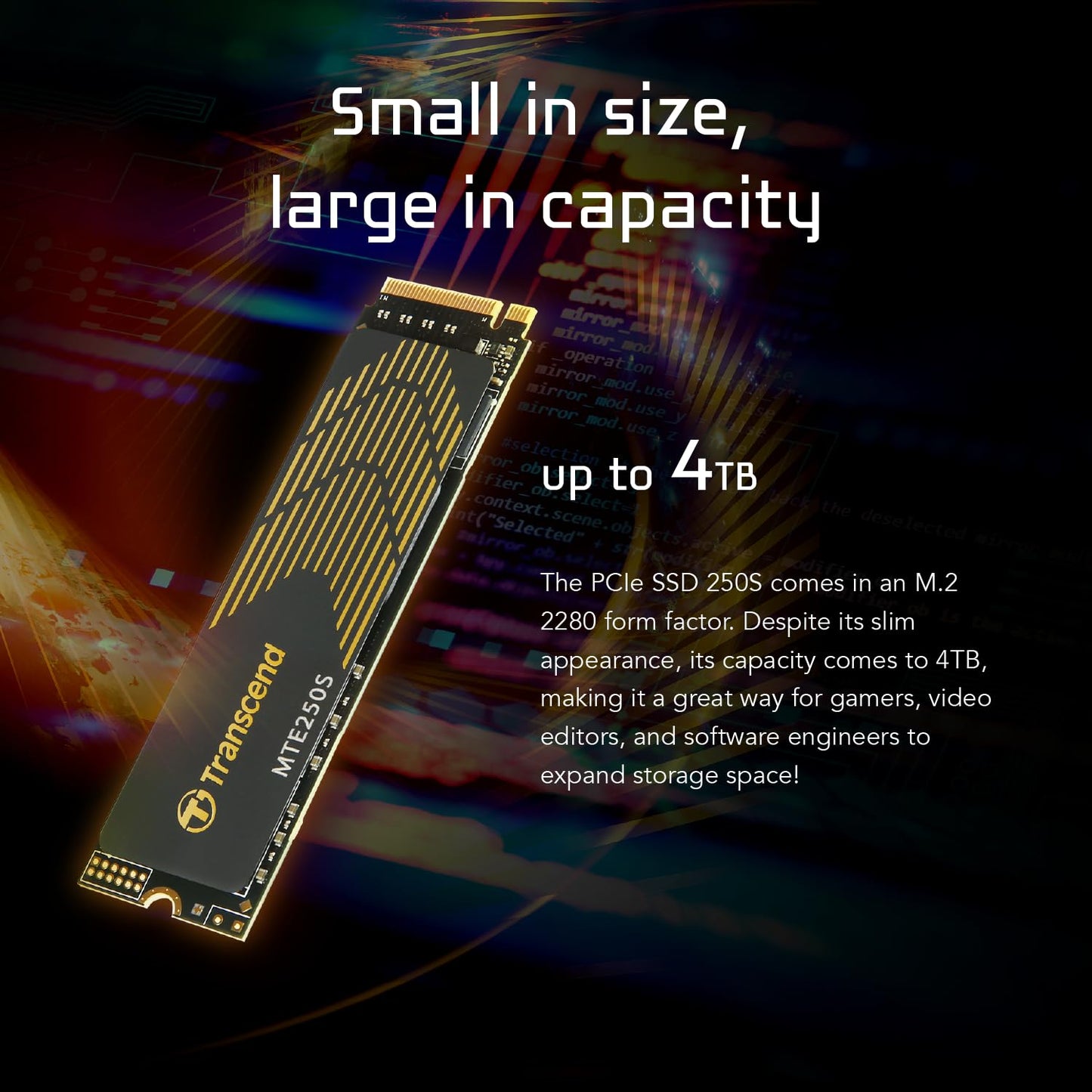 Transcend PCIe Gen 4 x4 M.2 2280 250S NVMe with Graphene Heatsink (TS-MTE250S)
