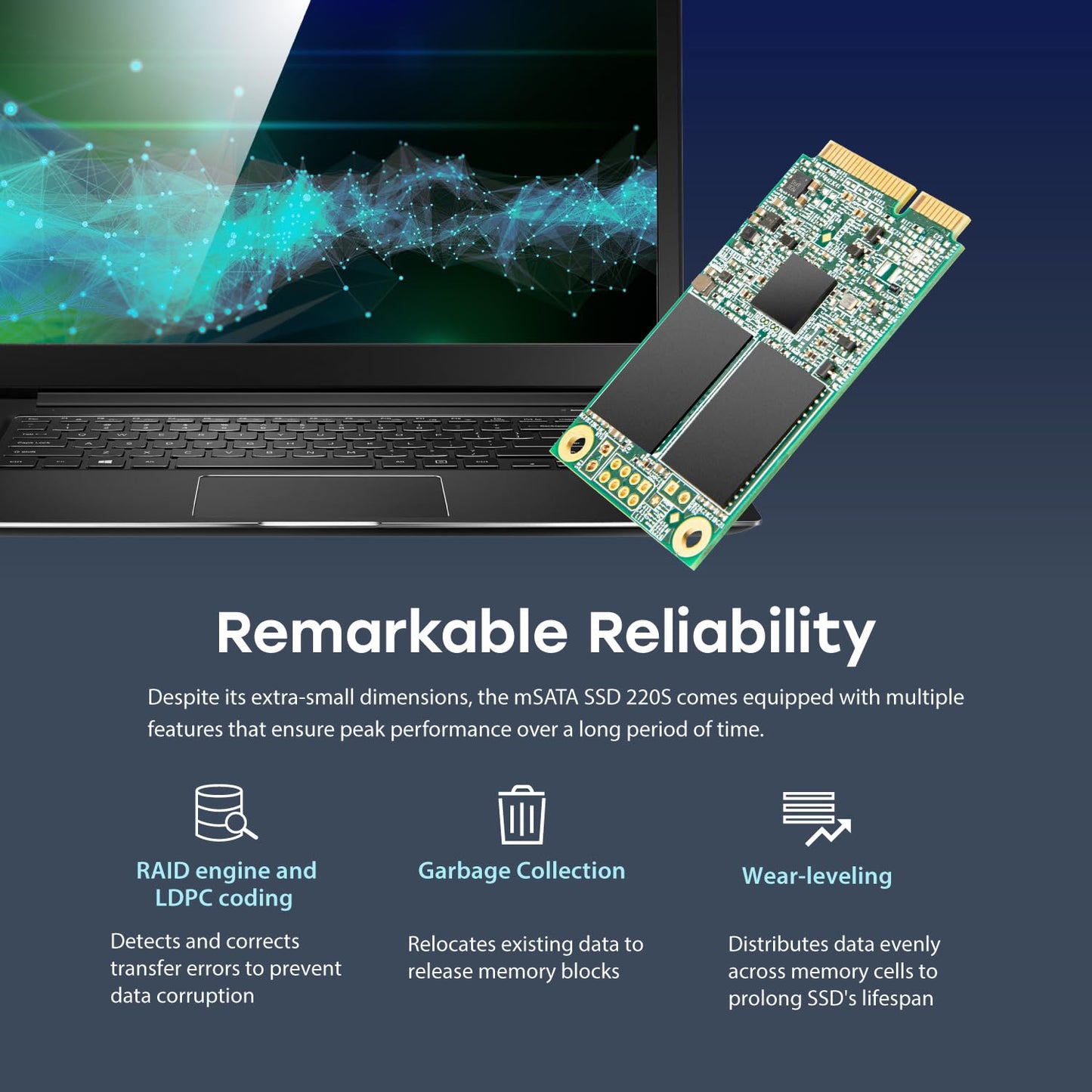 Transcend SSD mSATA 3D NAND, SATA3 (TS-MSA220S)
