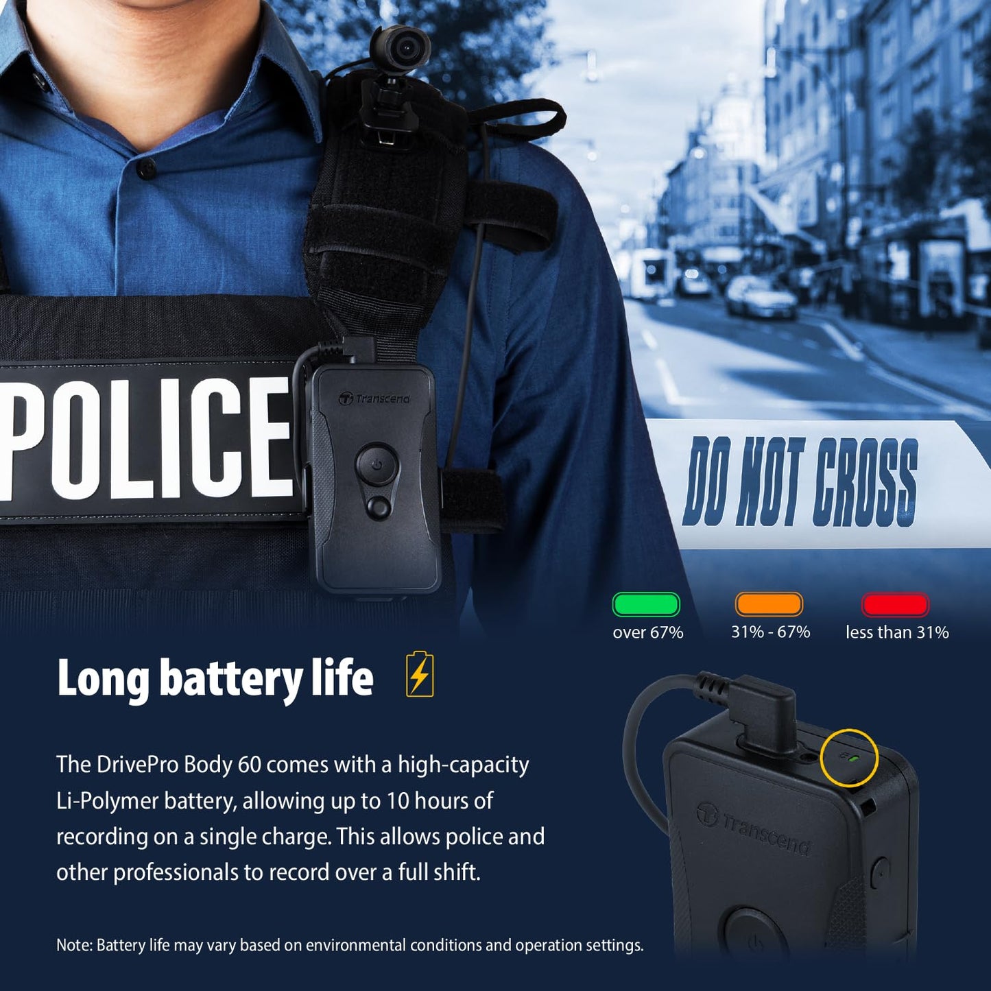 Transcend DrivePro Body 60 Body Camera 64GB with Cylindrical Camera