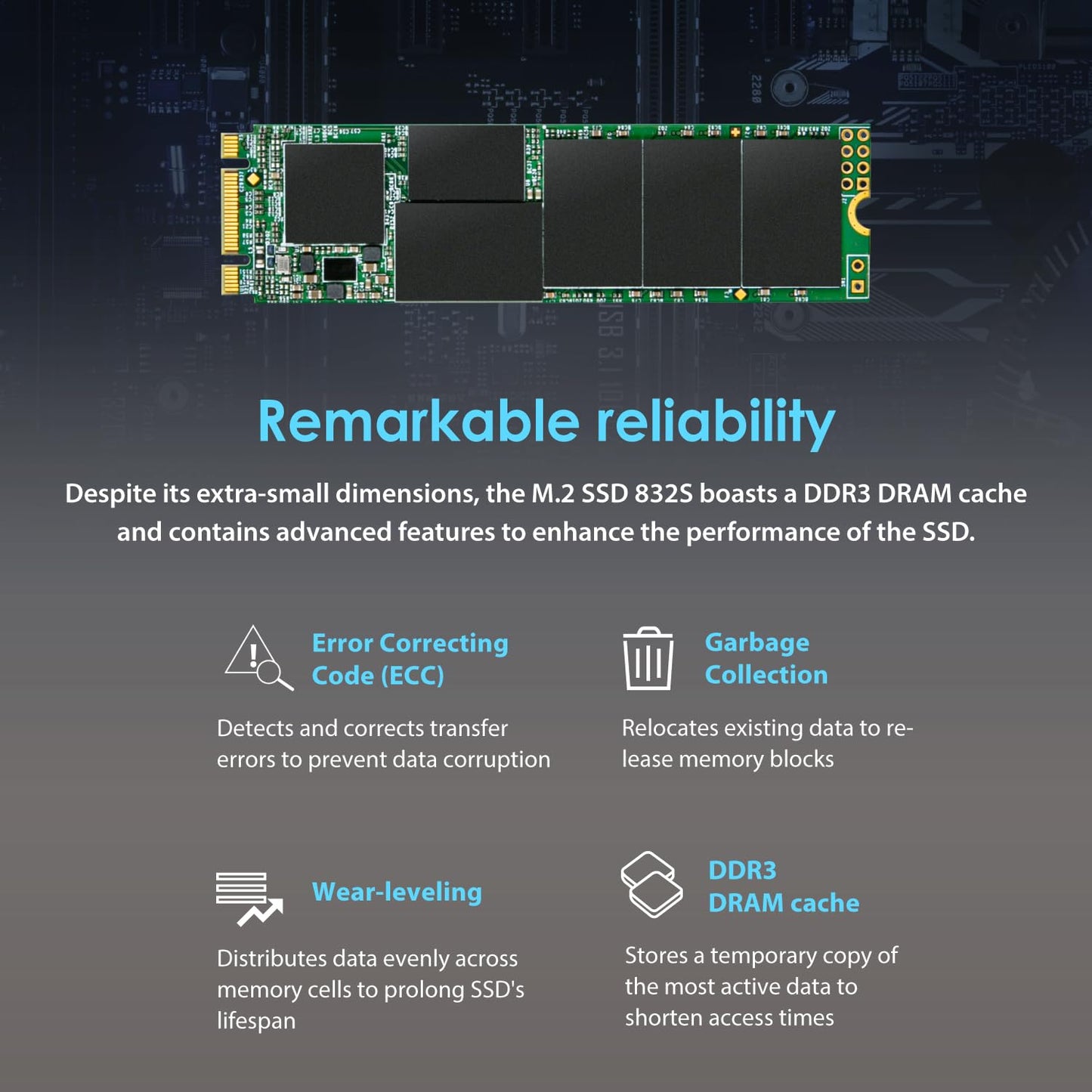 Transcend Single Side, M.2 2280 SSD, SATA B+M Key, TLC (TS-MTS832S)