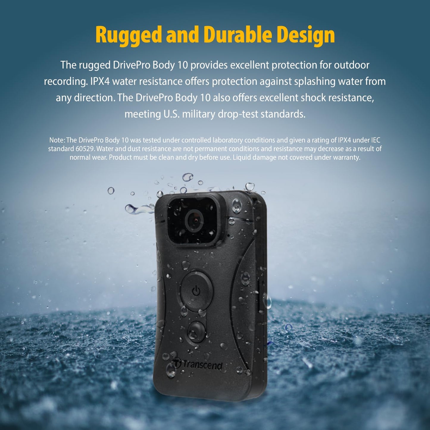 Transcend 64GB, DrivePro Body 10, Body Camera, Night Vision, Infrared LED, Water Resistant, 7-Hour Battery Life, with Audio and Video Recording, Ideal for Personal Civilians & Security - TS64GDPB10C