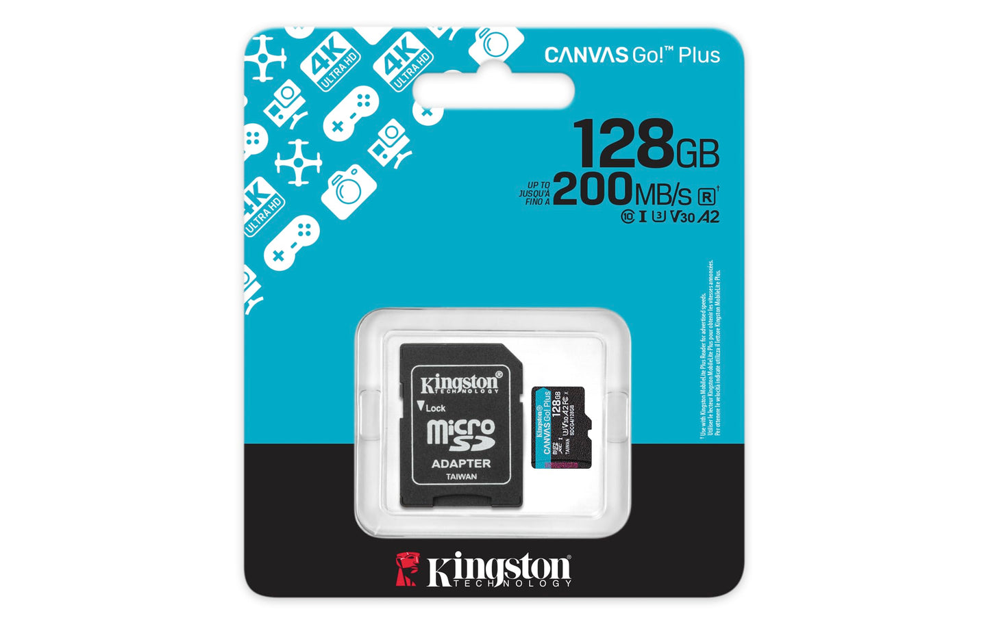 Kingston Canvas Go Plus microSD Card | Up to 200MB/s | Class 10, UHS-I, U3, V30, A2 (SDCG4)