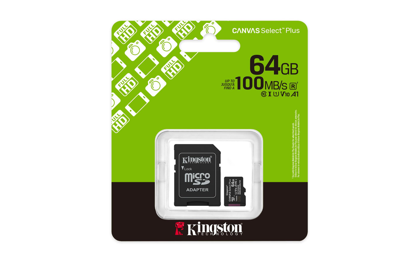 Kingston Canvas Select Plus microSD Card Up to 100MB/s  Class 10, UHS-I, U1, V10, A1 (SDCS3)