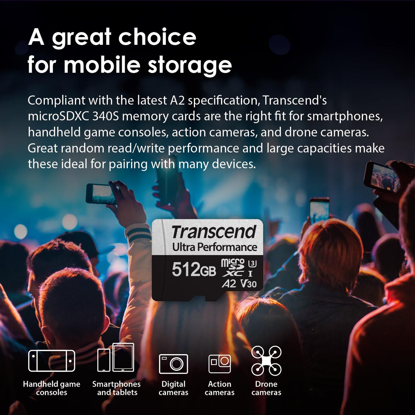Transcend microSDXC 340S Class 10 UHS-I U3 A2 (TS-GUSD340S)