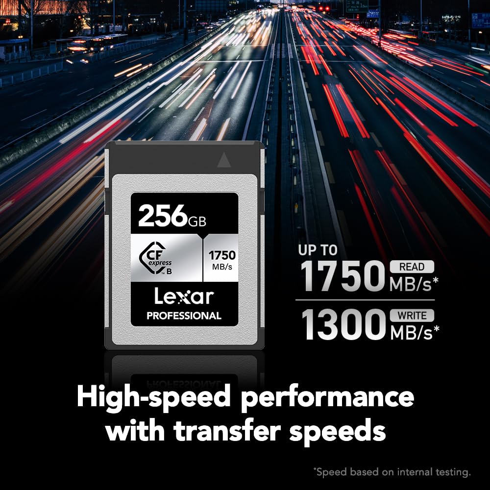 Lexar Professional CFexpress Type B Silver Series Memory Card, for Photographers, Videographers, Up to 1750/1300 MB/s, 8K Video (LCXEXSL-RNENG)