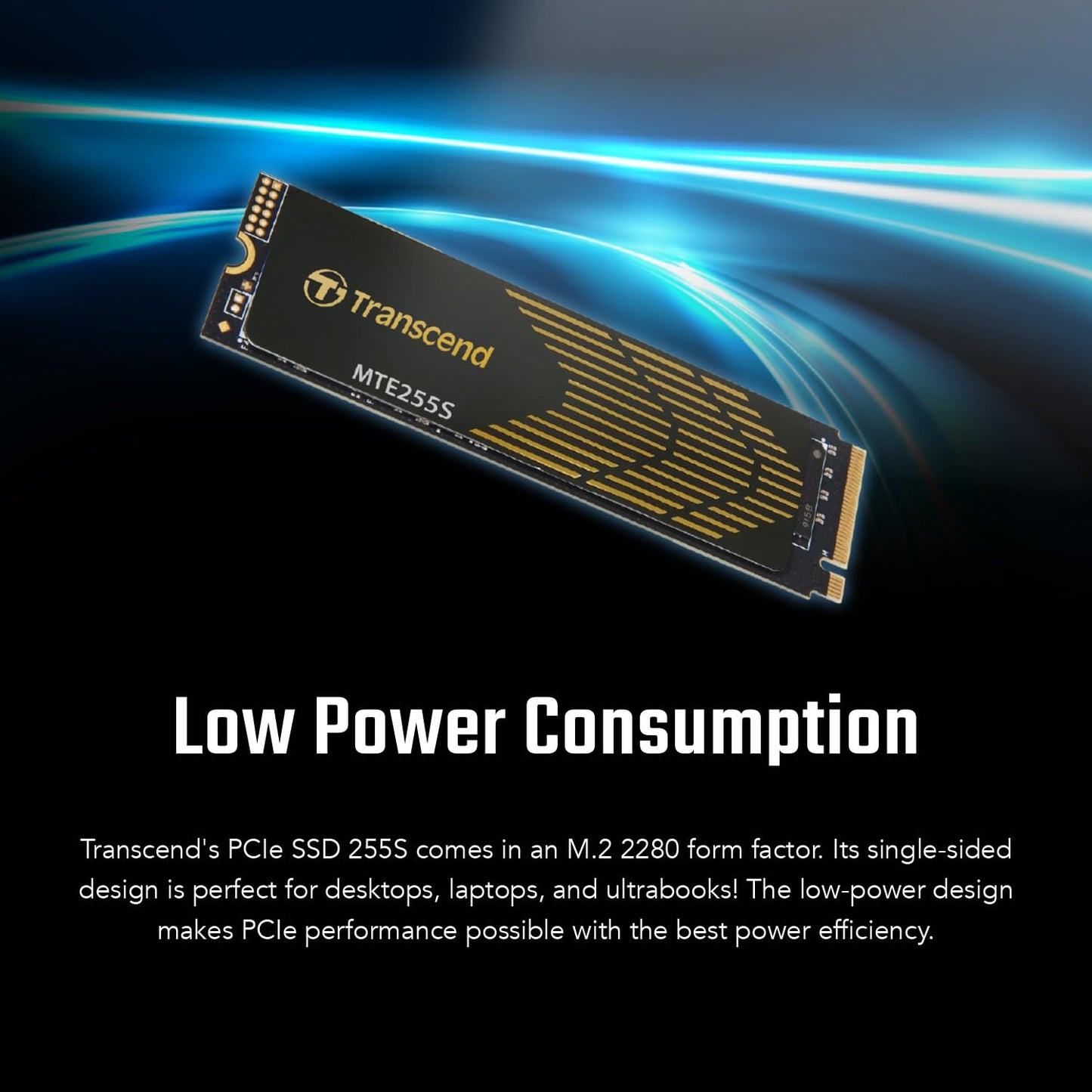 Transcend Gaming SSD with Heatsink, Up to 7,400MB/s, Compatible with PS5, Desktops, Laptops, M.2 2280 PCIe 4.0 NVMe Gen4x4 Internal Solid State Hard Drive, 3D TLC NAND, High-Speed Internal SSD (TS-MTE255S)