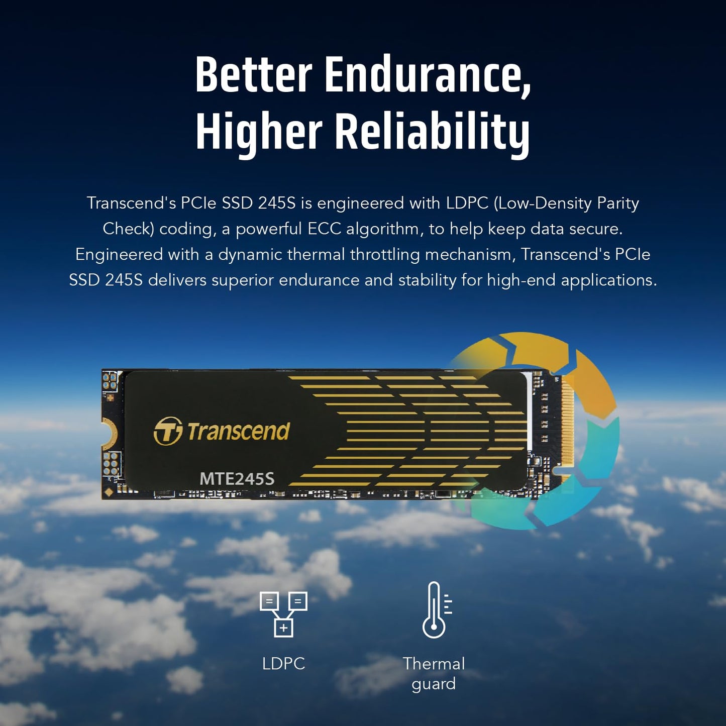 Transcend M.2 2280 PCIe Gen4x4 SSD, with Graphene Heatsink, Singel Sided, 3D TLC, MVMe Internal Gaming SSD, Up to 3,200/1,400 MB/s - (TS-MTE245S)